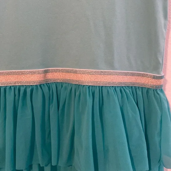 Hanna Andersson Cotton Blue Turquoise Tiered Ruffle Tank Dress Size US Size 10 - Picture 3 of 8